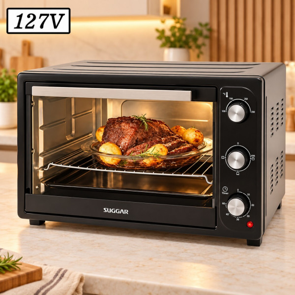 FORNO ELETRICO SUGGAR 50L 127V PRETO FORNO ELETRICO SUGGAR 50L 127V PRETO