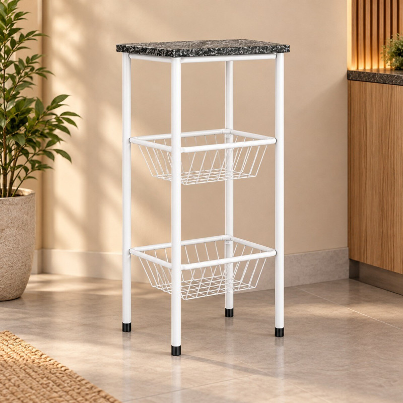 FRUTEIRA SERRA TUBOS 90CM C/GRANITO 2 CESTAS BRANCO FRUTEIRA SERRA TUBOS 90CM C/GRANITO 2 CESTAS BRANCO
