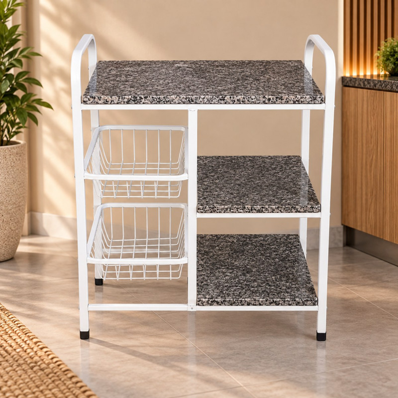 FRUTEIRA SERRA TUBOS P/ MICRO 90CM C/GRANITO 2 CESTAS BRANCO MARTELADO FRUTEIRA SERRA TUBOS P/ MICRO 90CM C/GRANITO 2 CESTAS BRANCO MARTELADO
