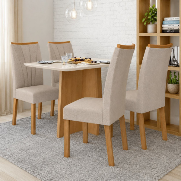 CJ MESA 4C LOPAS CELEBRARE CANT.COPO CAD APOGEU 120X80 NATURALE CREME AMENDOA CLEAN / OFF WHITE