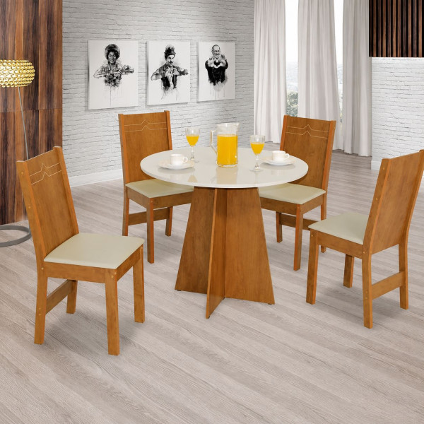 CJ MESA 4C SAO CARLOS ELANE REDONDA 90x90 FREIJO / OFF WHITE CJ MESA 4C SAO CARLOS ELANE REDONDA 90x90 FREIJO / OFF WHITE