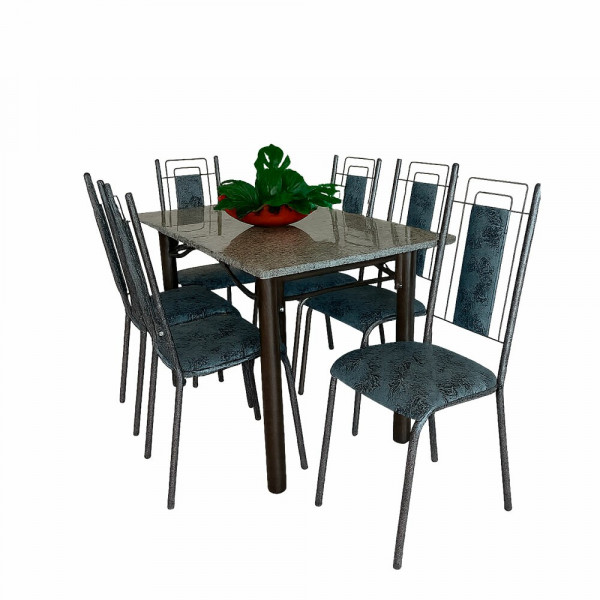 CJ MESA 6C SERRA TUBOS BELGICA NEW GRANITO 140X75 INHAMBU PRETO/BRANCO PRETO MARTELADO