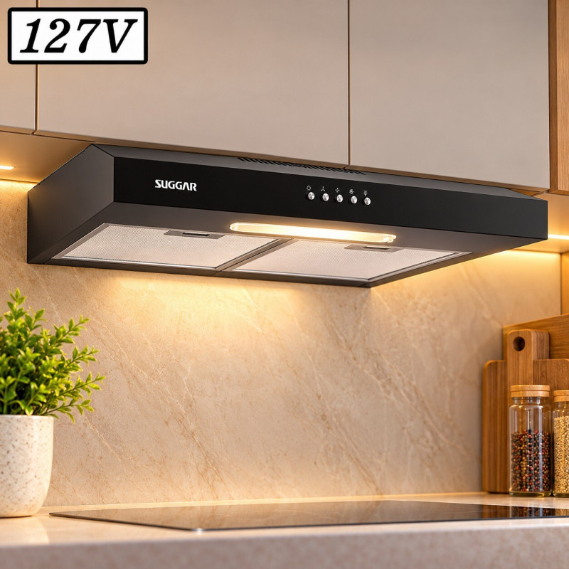 DEPURADOR AR SUGGAR SLIM 60CM 3 VEL 127V PRETO DEPURADOR AR SUGGAR SLIM 60CM 3 VEL 127V PRETO