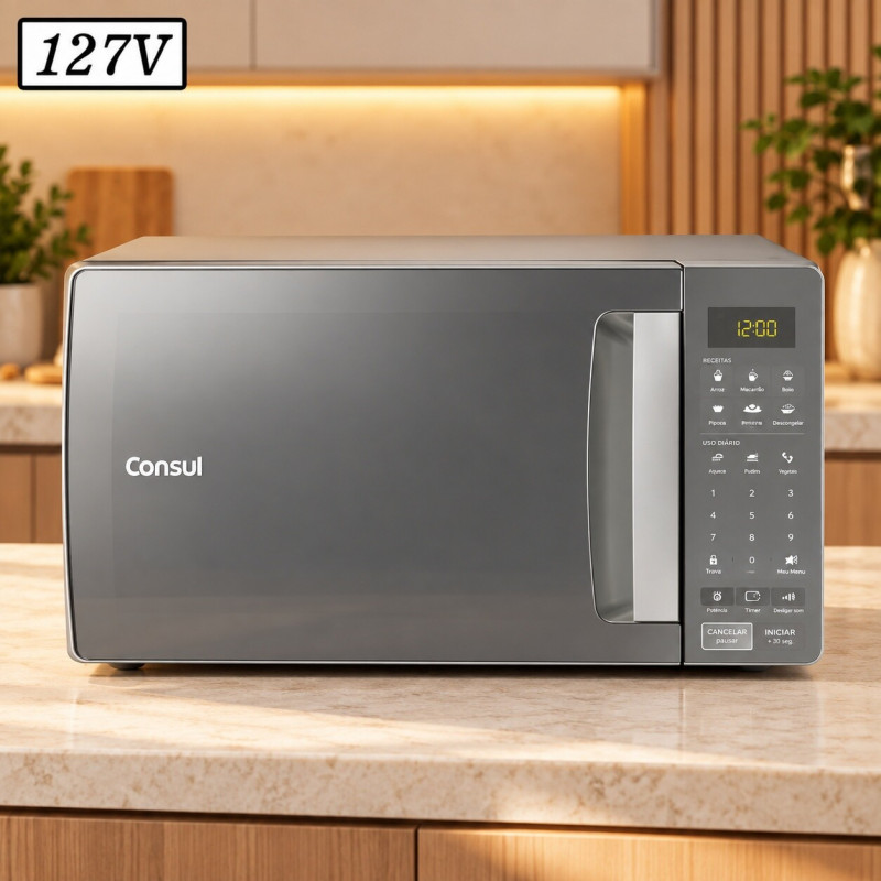 FORNO MICROONDAS CONSUL CMS46AR 32L 127V CINZA FORNO MICROONDAS CONSUL CMS46AR 32L 127V CINZA