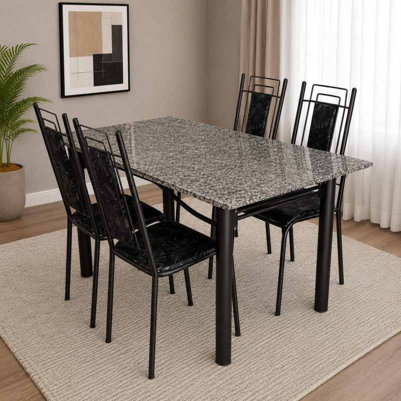 CJ MESA 4C SERRA TUBOS BELGICA NEW GRANITO 115X75 PRIMAVERA PRETO/PRATA PRETO MARTELADO CJ MESA 4C SERRA TUBOS BELGICA NEW GRANITO 115X75 PRIMAVERA PRETO/PRATA PRETO MARTELADO
