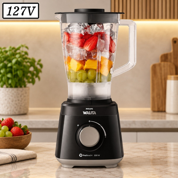 LIQUIDIFICADOR PHILIPS WALITA DAILY 550W 2 VEL 127V PRETO LIQUIDIFICADOR PHILIPS WALITA DAILY 550W 2 VEL 127V PRETO