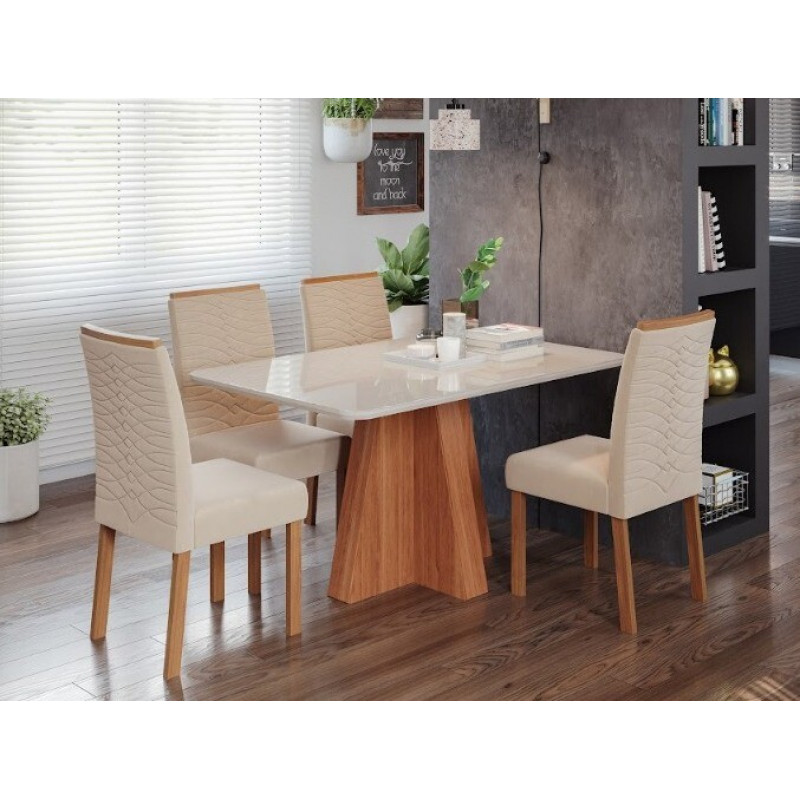 CJ MESA 4C CIMOL MAITE RETANGULAR 130X80 C/VDO CAD. CLARICE CINAMOMO/OFF WHITE/NUDE CJ MESA 4C CIMOL MAITE RETANGULAR 130X80 C/VDO CAD. CLARICE CINAMOMO/OFF WHITE/NUDE