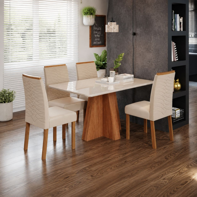 CJ MESA 4C CIMOL MAITE RETANGULAR 130X80 C/VDO CAD. CLARICE CINAMOMO/OFF WHITE/NUDE CJ MESA 4C CIMOL MAITE RETANGULAR 130X80 C/VDO CAD. CLARICE CINAMOMO/OFF WHITE/NUDE