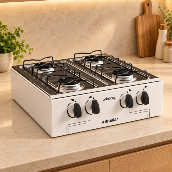 FOGAO 4B BRASLAR COOKTOP ASIATICO JR BRANCO