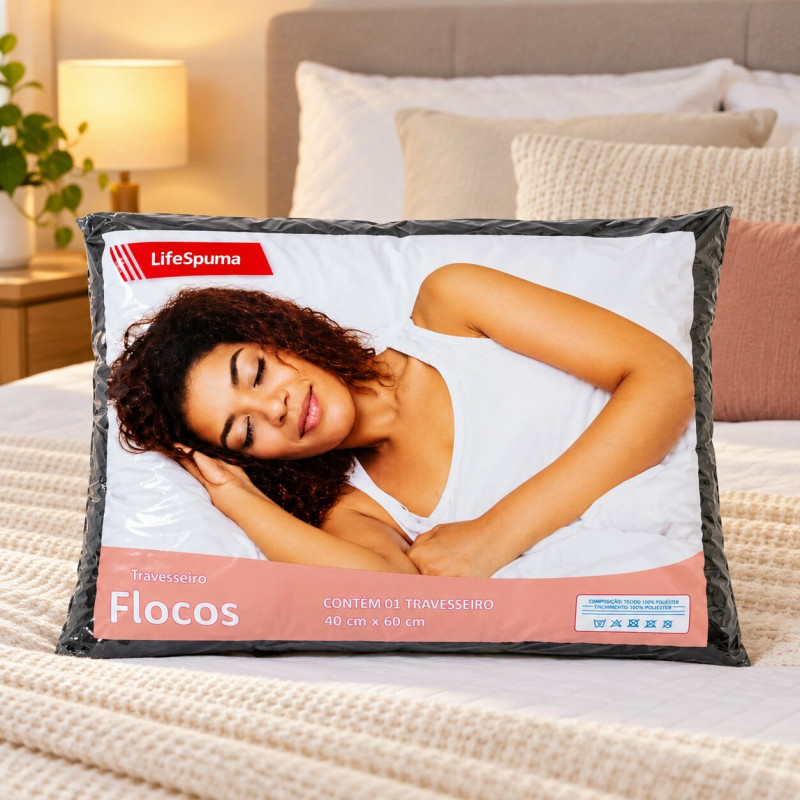 TRAVESSEIRO LIFESPUMA FLOCOS 40x60 CORES DIVERSAS