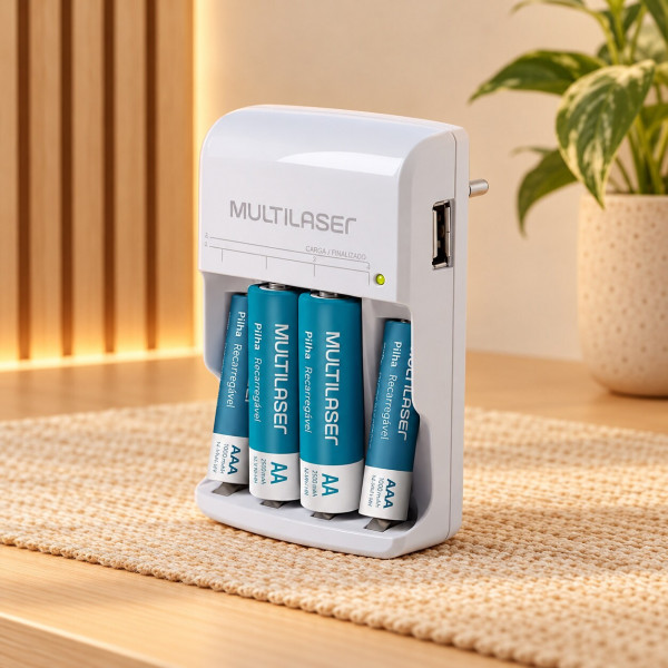 CARREGADOR DE PILHAS MULTILASER CB045 AA/AAA 2 PILHAS AA 2500 Mah 2 AAA 1000 Mah CARREGADOR DE PILHAS MULTILASER CB045 AA/AAA 2 PILHAS AA 2500 Mah 2 AAA 1000 Mah