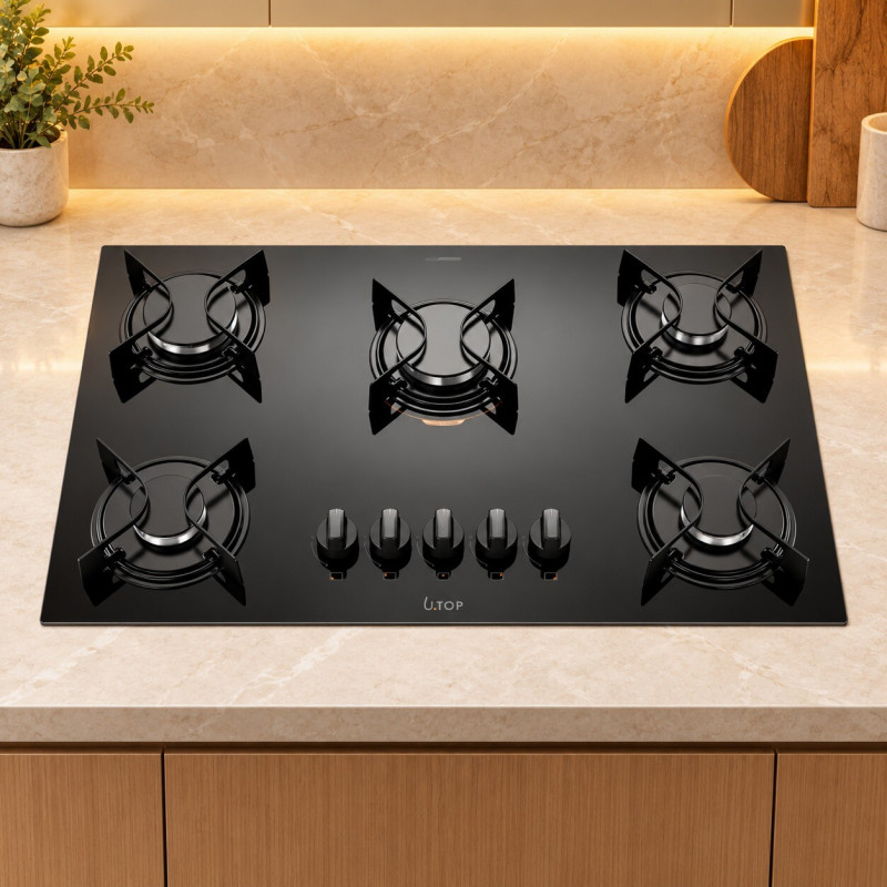 FOGAO 5B ATLAS COOKTOP UTOP MESA VIDRO ESMALTADO VP GAS PRETO FOGAO 5B ATLAS COOKTOP UTOP MESA VIDRO ESMALTADO VP GAS PRETO