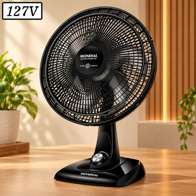 VENTILADOR MONDIAL VSP40B SUPER POWER 40CM 6 PAS 3 VEL 127V PRETO VENTILADOR MONDIAL VSP40B SUPER POWER 40CM 6 PAS 3 VEL 127V PRETO