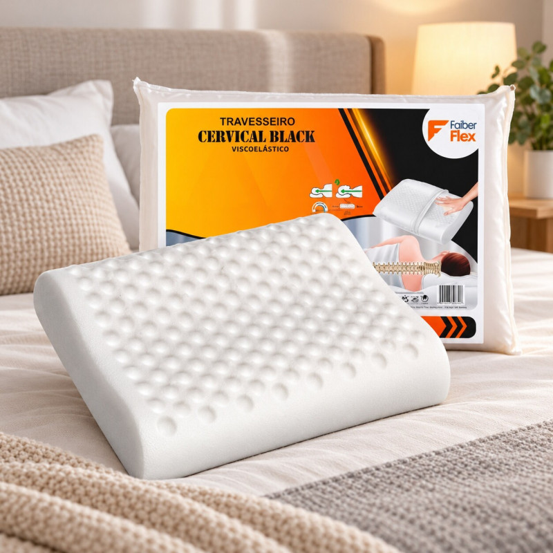 TRAVESSEIRO FAIBERFLEX CERVICAL BLACK VISCOELASTICO 50X70