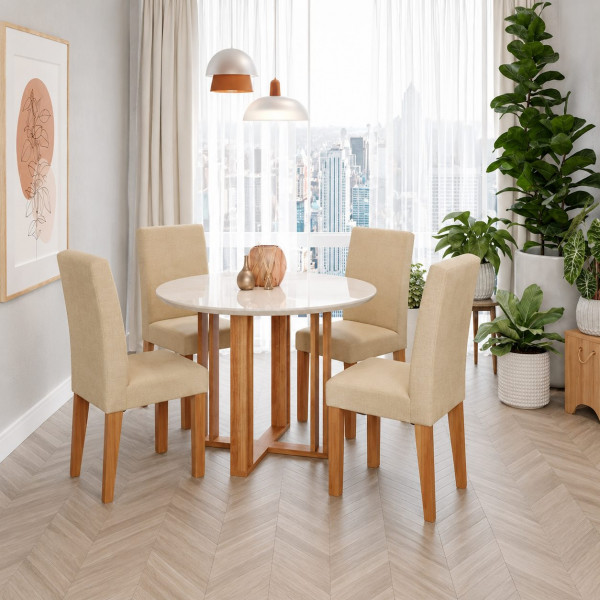CJ MESA 4C CIMOL FLORA REDONDA 109X109 C/VDO CAD. MAIA CINAMOMO/OFF WHITE/GENGIBRE CJ MESA 4C CIMOL FLORA REDONDA 109X109 C/VDO CAD. MAIA CINAMOMO/OFF WHITE/GENGIBRE