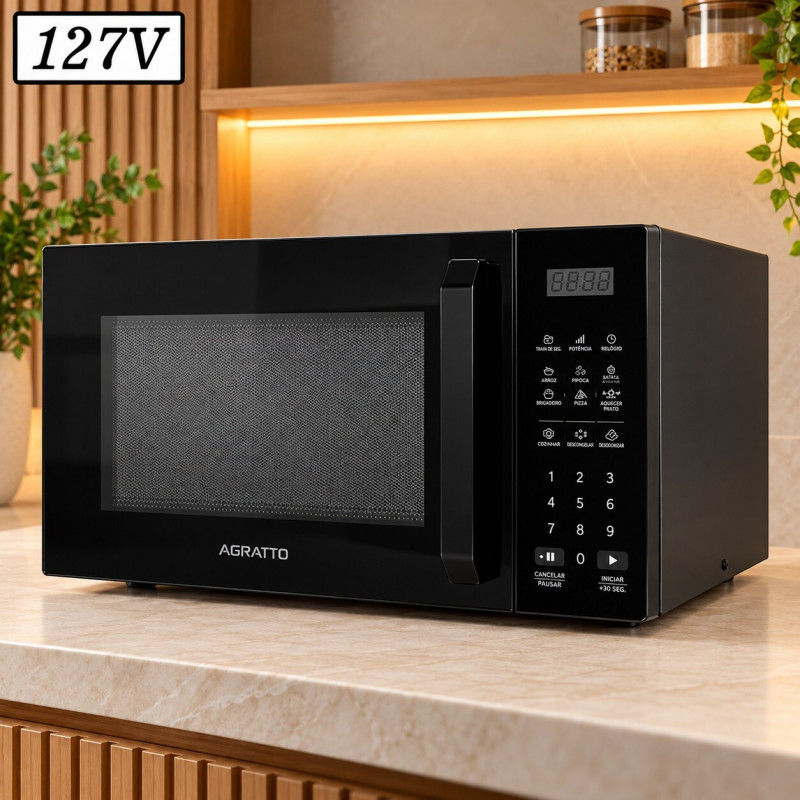 FORNO MICROONDAS AGRATTO AMIC01N 32L 127V PRETO FORNO MICROONDAS AGRATTO AMIC01N 32L 127V PRETO