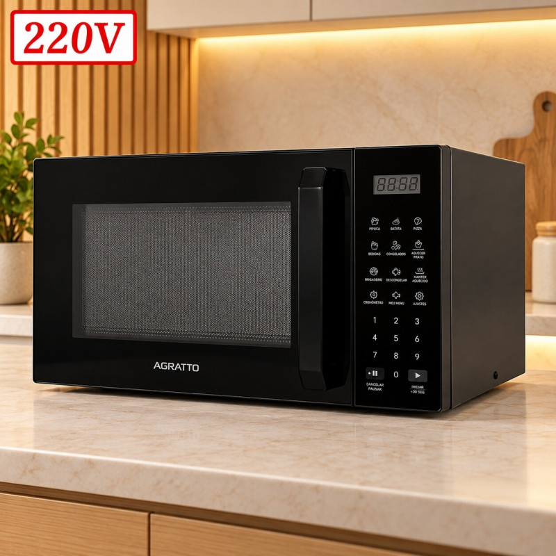 FORNO MICROONDAS AGRATTO AMIC01N 32L 220V PRETO FORNO MICROONDAS AGRATTO AMIC01N 32L 220V PRETO