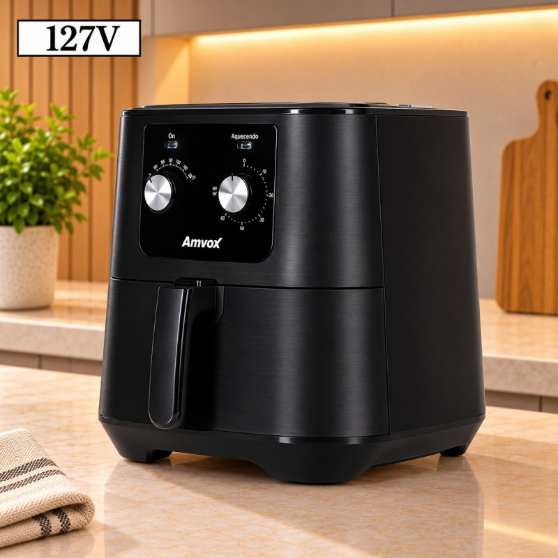 FRITADEIRA 7L AMVOX AIR FRYER ANALOGICA ARF1255 1700W 110V INOX/PRETA FRITADEIRA 7L AMVOX AIR FRYER ANALOGICA ARF1255 1700W 110V INOX/PRETA