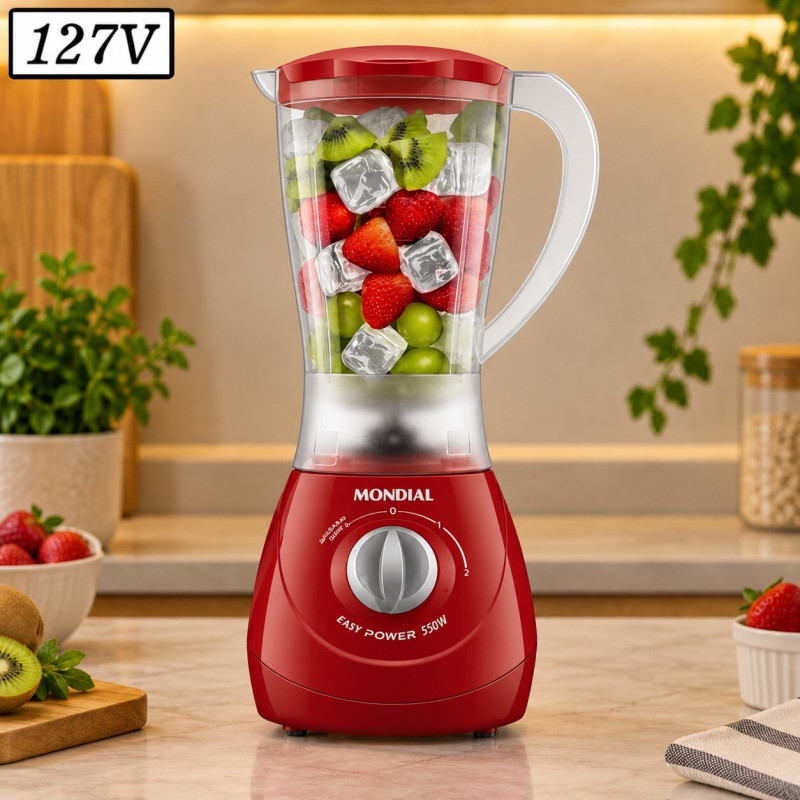 LIQUIDIFICADOR MONDIAL L550R 2VEL 127V VERMELHO LIQUIDIFICADOR MONDIAL L550R 2VEL 127V VERMELHO