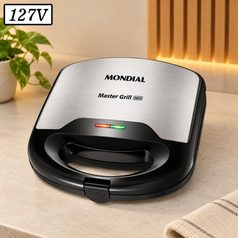 SANDUICHEIRA GRILL MONDIAL MASTER S-20 750W 127V INOX/PRETA SANDUICHEIRA GRILL MONDIAL MASTER S-20 750W 127V INOX/PRETA