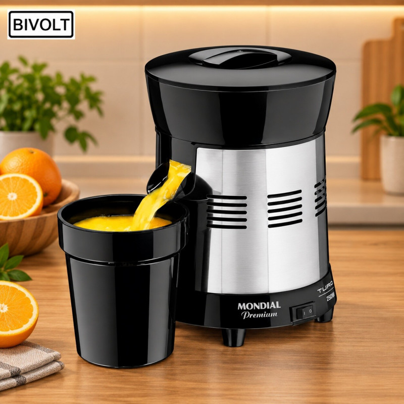 ESPREMEDOR DE FRUTAS MONDIAL PREMIUM E-10 BIVOLT PRETO ESPREMEDOR DE FRUTAS MONDIAL PREMIUM E-10 BIVOLT PRETO