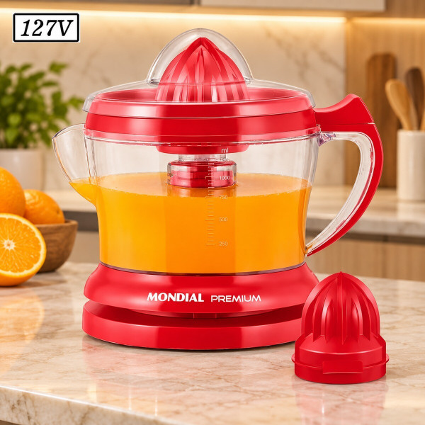 ESPREMEDOR DE FRUTAS MONDIAL PREMIUM E-23 127V VERMELHO ESPREMEDOR DE FRUTAS MONDIAL PREMIUM E-23 127V VERMELHO