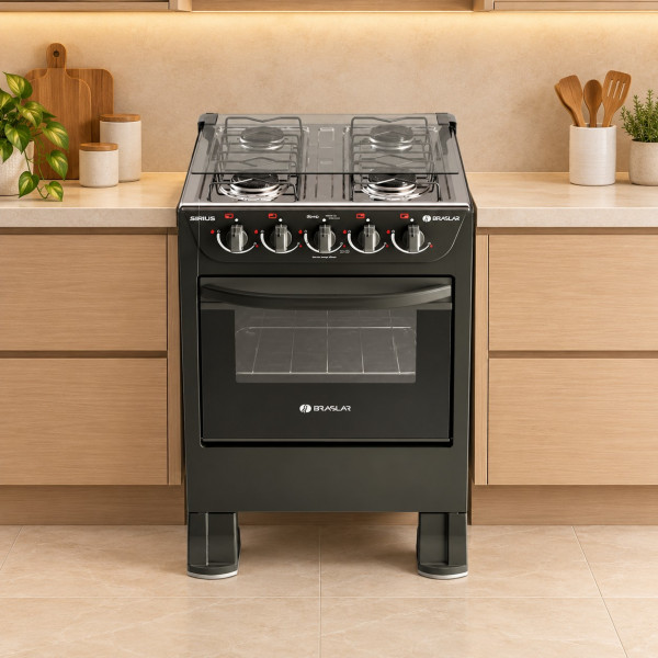 FOGAO 4B BRASLAR PISO NEW SIRIUS SIMPLES BLACK FOGAO 4B BRASLAR PISO NEW SIRIUS SIMPLES BLACK
