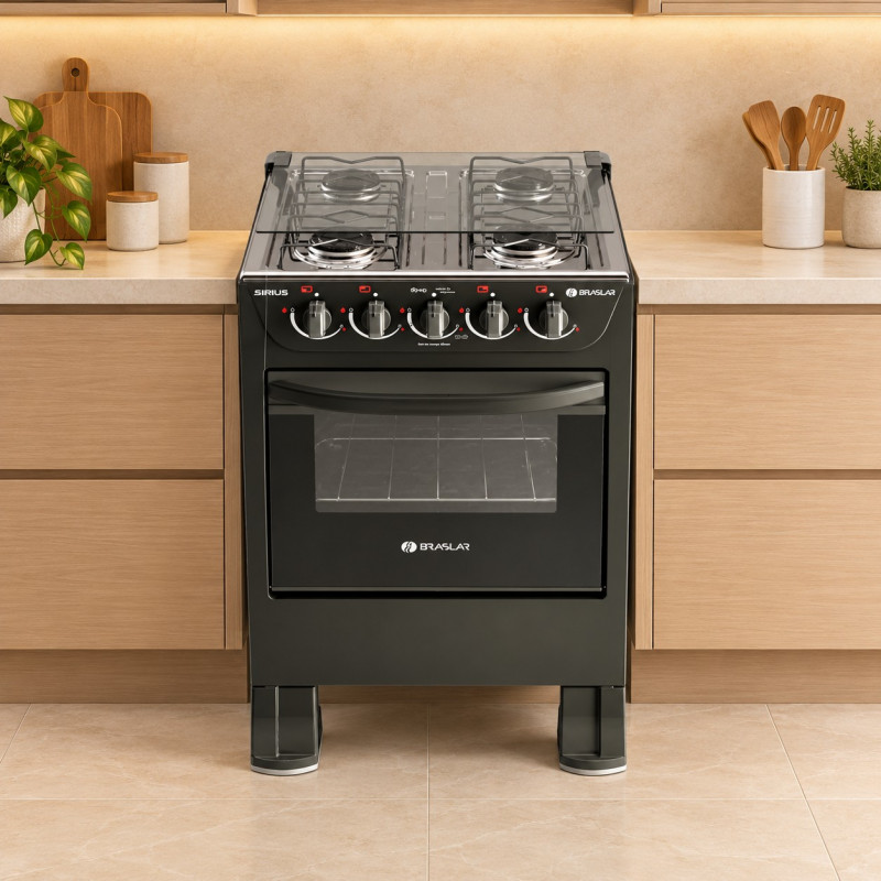 FOGAO 4B BRASLAR PISO NEW SIRIUS SIMPLES BLACK FOGAO 4B BRASLAR PISO NEW SIRIUS SIMPLES BLACK
