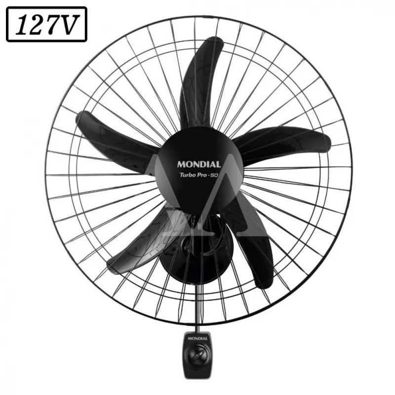 VENTILADOR MONDIAL NVP-PRO-50 PAREDE 50CM 5 PAS 3 VEL 127V PRETO