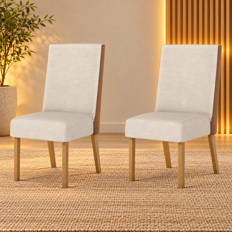 CJ 02 CADEIRAS HENN ANNE TEC/ LINHO NATURE/COURANO CJ 02 CADEIRAS HENN ANNE TEC/ LINHO NATURE/COURANO