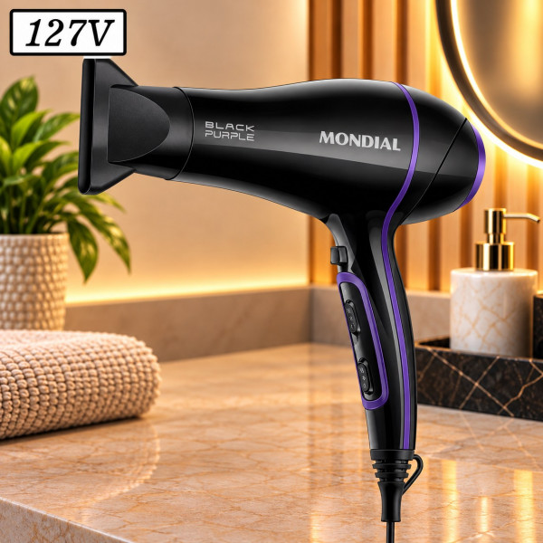 SECADOR DE CABELO MONDIAL BLACK PURPLE SCN-01 2000W 127V SECADOR DE CABELO MONDIAL BLACK PURPLE SCN-01 2000W 127V