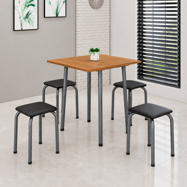 CJ MESA 4 BANQ SOMA LUANA 68×68 QUADRADA PRETO PRATA CINAMOMO CJ MESA 4 BANQ SOMA LUANA 68×68 QUADRADA PRETO PRATA CINAMOMO