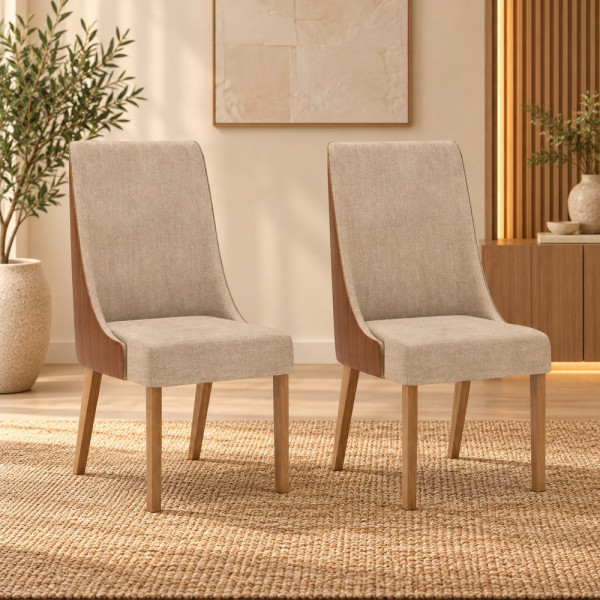 CJ 02 CADEIRAS HENN IVY NATURE/CORANO CARAMELO/CREME CJ 02 CADEIRAS HENN IVY NATURE/CORANO CARAMELO/CREME