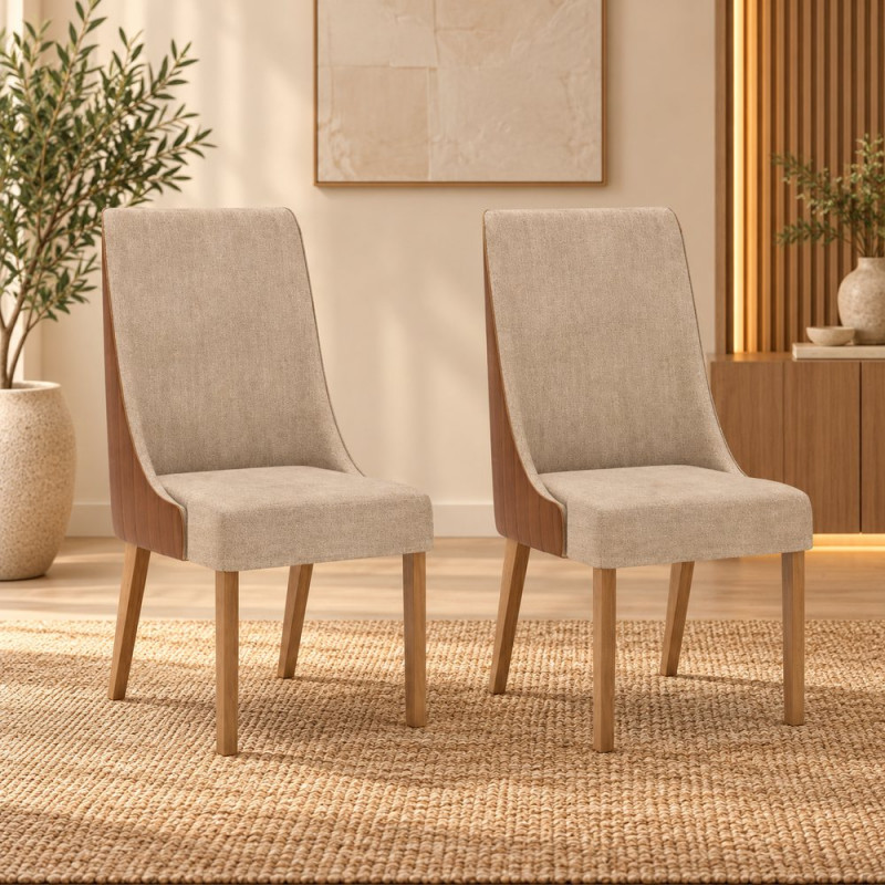 CJ 02 CADEIRAS HENN IVY NATURE/CORANO CARAMELO/CREME CJ 02 CADEIRAS HENN IVY NATURE/CORANO CARAMELO/CREME