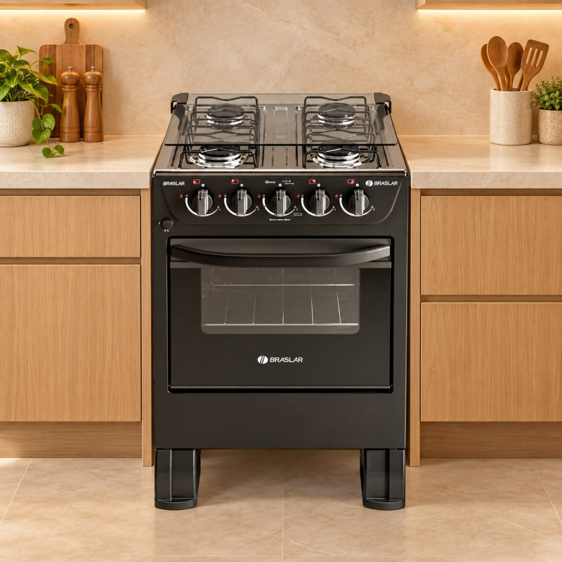 FOGAO 4B BRASLAR PISO NEW SIRIUS PLUS AUTOMATICO BLACK FOGAO 4B BRASLAR PISO NEW SIRIUS PLUS AUTOMATICO BLACK