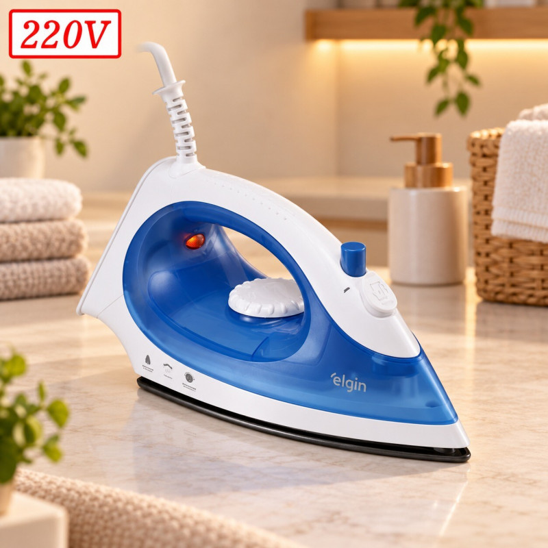 FERRO DE PASSAR ELGIN A VAPOR IRON PRESS 220V BRANCO/AZUL FERRO DE PASSAR ELGIN A VAPOR IRON PRESS 220V BRANCO/AZUL