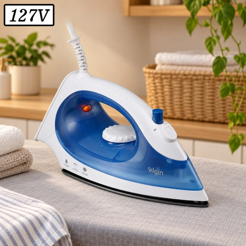 FERRO DE PASSAR ELGIN A VAPOR IRON PRESS 127V BRANCO/AZUL FERRO DE PASSAR ELGIN A VAPOR IRON PRESS 127V BRANCO/AZUL