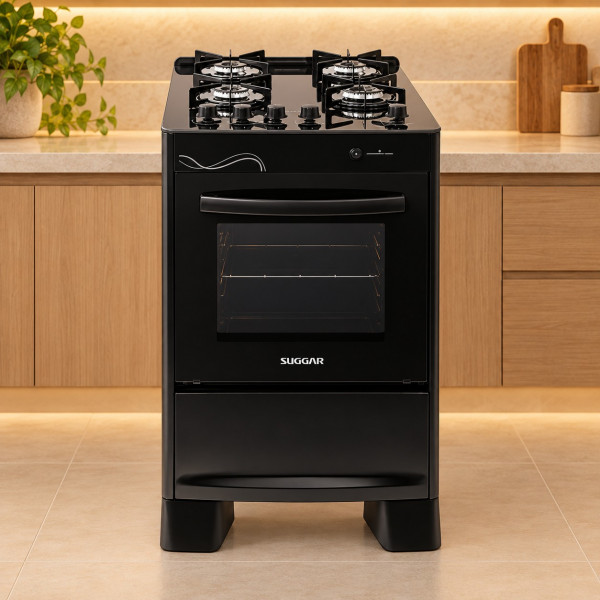 FOGAO 4B SUGGAR PISO NEO GLASS MESA VIDRO PRETO FOGAO 4B SUGGAR PISO NEO GLASS MESA VIDRO PRETO