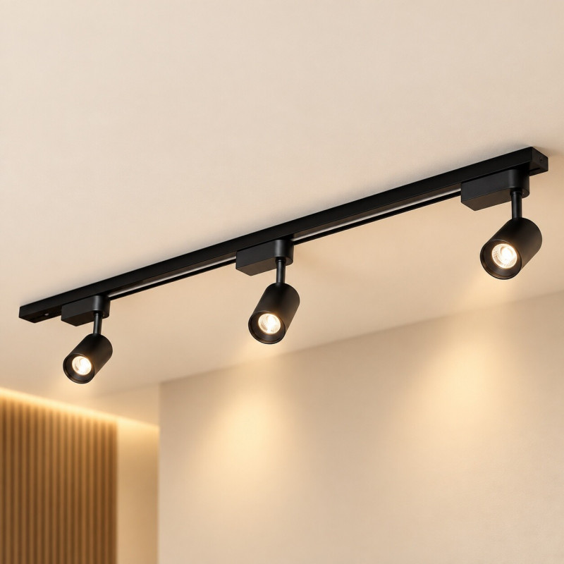 KIT LUMINARIA NITROLUX TRILHO PRETO 3X8W 3000K