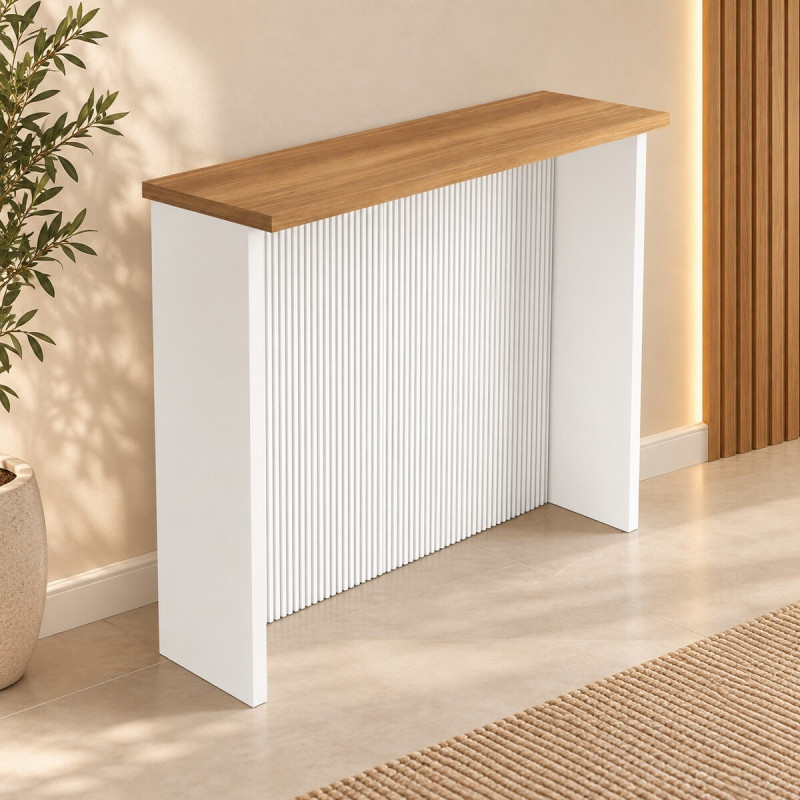 ILHA NESHER 120CM CANELADA BRANCO/NATURE 500702 ILHA NESHER 120CM CANELADA BRANCO/NATURE 500702