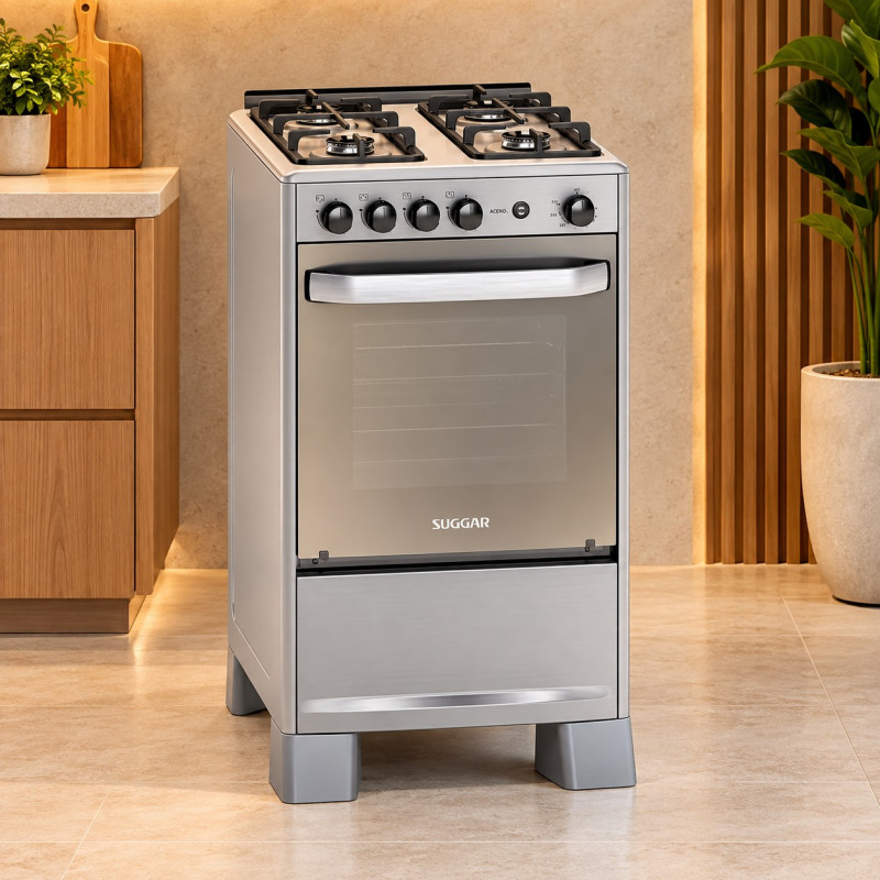FOGAO 4B SUGGAR PISO SELECT MESA INOX PRATA FOGAO 4B SUGGAR PISO SELECT MESA INOX PRATA