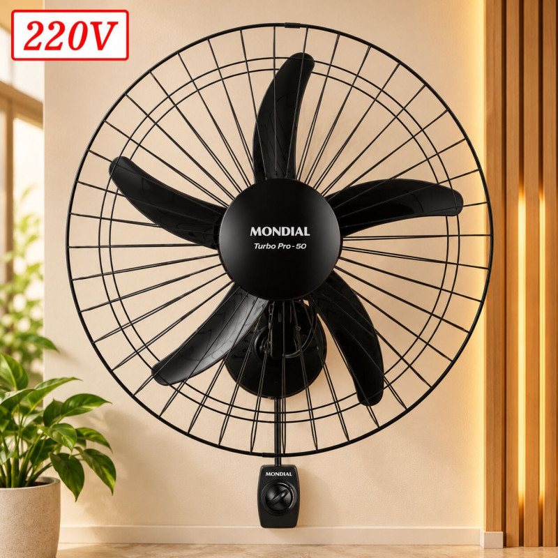 VENTILADOR MONDIAL NVP-PRO-50 PAREDE 50CM 5 PAS 3 VEL 220V PRETO VENTILADOR MONDIAL NVP-PRO-50 PAREDE 50CM 5 PAS 3 VEL 220V PRETO
