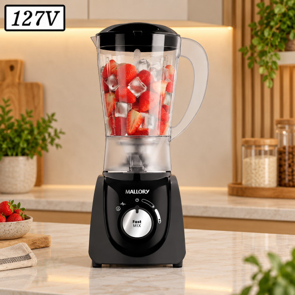 LIQUIDIFICADOR MALLORY FAST MIX 600W 2 VEL 127V PRETO LIQUIDIFICADOR MALLORY FAST MIX 600W 2 VEL 127V PRETO
