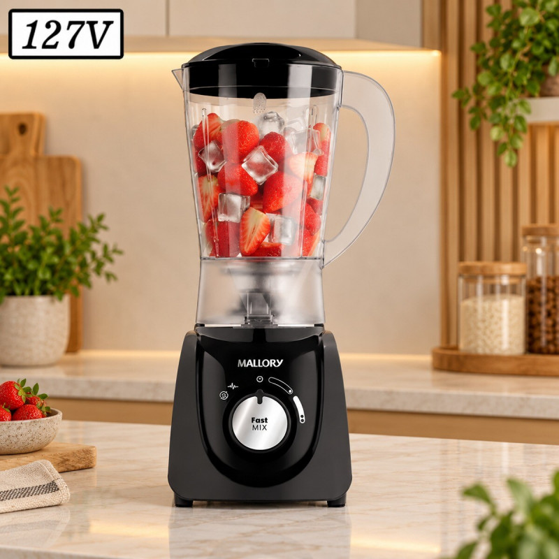 LIQUIDIFICADOR MALLORY FAST MIX 600W 2 VEL 127V PRETO LIQUIDIFICADOR MALLORY FAST MIX 600W 2 VEL 127V PRETO