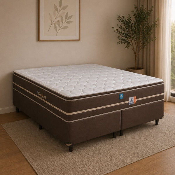 CJ BASE BOX/COLCHAO MOLAS ENSACADAS 193X203X62 SONOS CONFORT IN BROWN