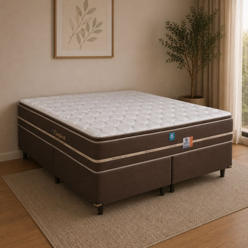 CJ BASE BOX/COLCHAO MOLAS ENSACADAS 193X203X62 SONOS CONFORT IN BROWN