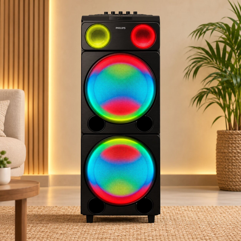 CAIXA DE SOM PHILIPS AMPLIFICADORA TAX5509 PARTY SPEAKER C/FM 2400 WATS