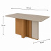 MESA LOPAS ASTRID 160X80 CANT.COPO C/VIDRO AMENDOA CLEAN/OFF WHITE