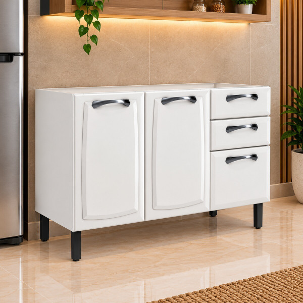 BALCAO ITATIAIA TRIPLO 3P 2G S/ TAMPO NEW PREMIUM 120CM BRANCO 1851