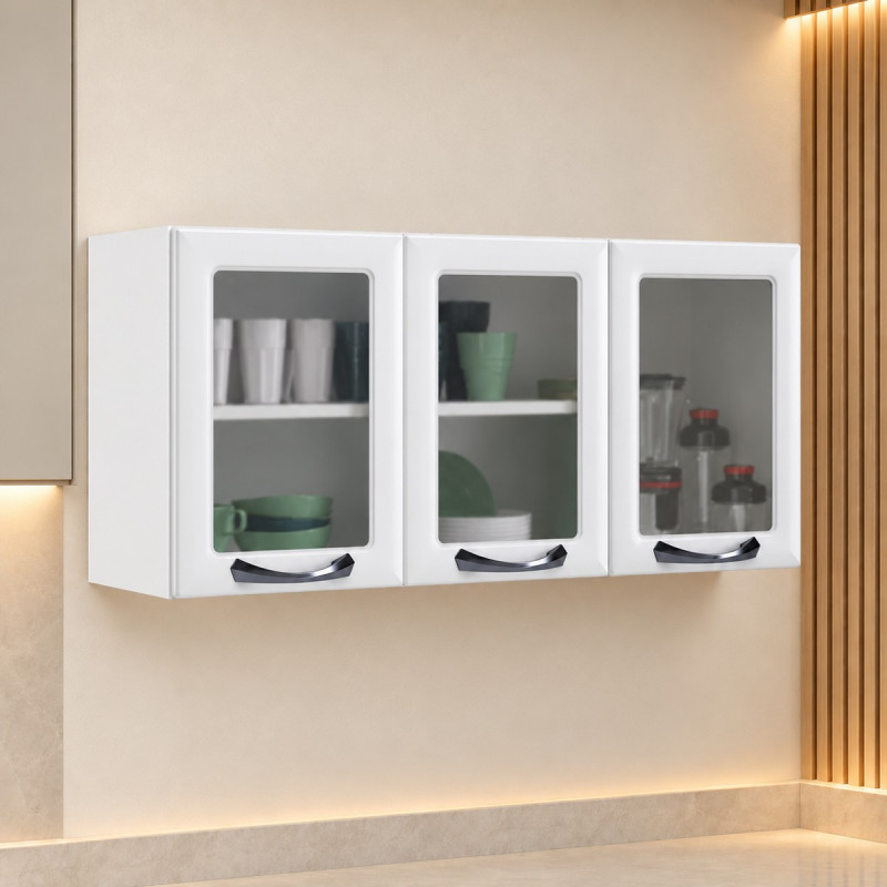 ARMARIO ITATIAIA 3P. ABRIR C/ VIDRO NEW PREMIUM 120 BRANCO 1857 ARMARIO ITATIAIA 3P. ABRIR C/ VIDRO NEW PREMIUM 120 BRANCO 1857